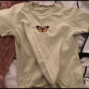 Brandy Melville green butterfly shirt